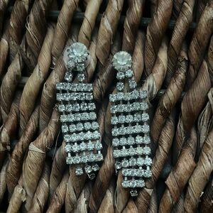 Elegant Silver Crystal Drop Earrings